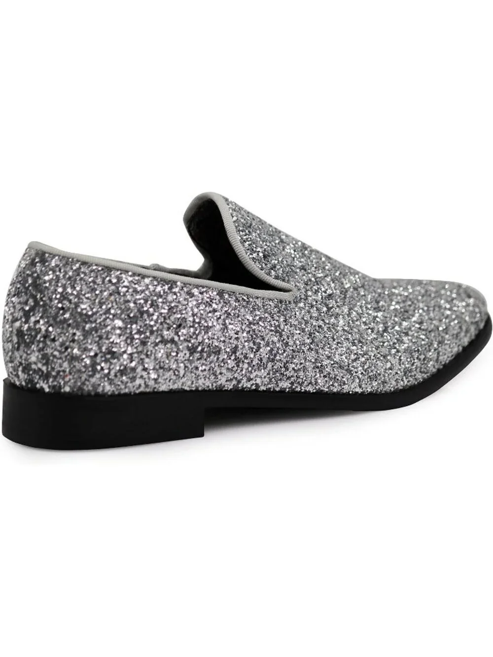 Men's Silver Vintage Glitter Loafers Slip On Tuxedo Dress Party Classic Shoes